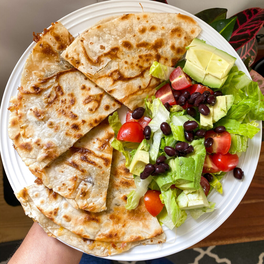 Quesadilla with side salad