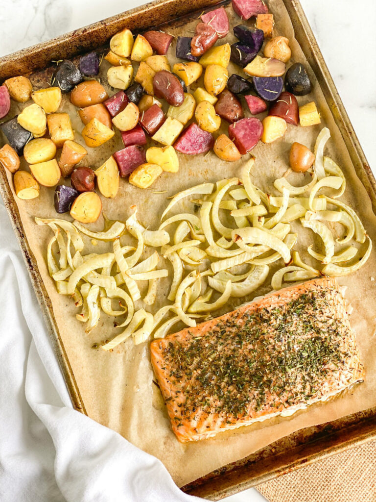Sheet Pan Salmon with Fennel and Potatoes
